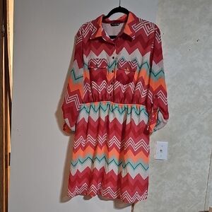 Vibrant Chevron Pattern Womens Dress